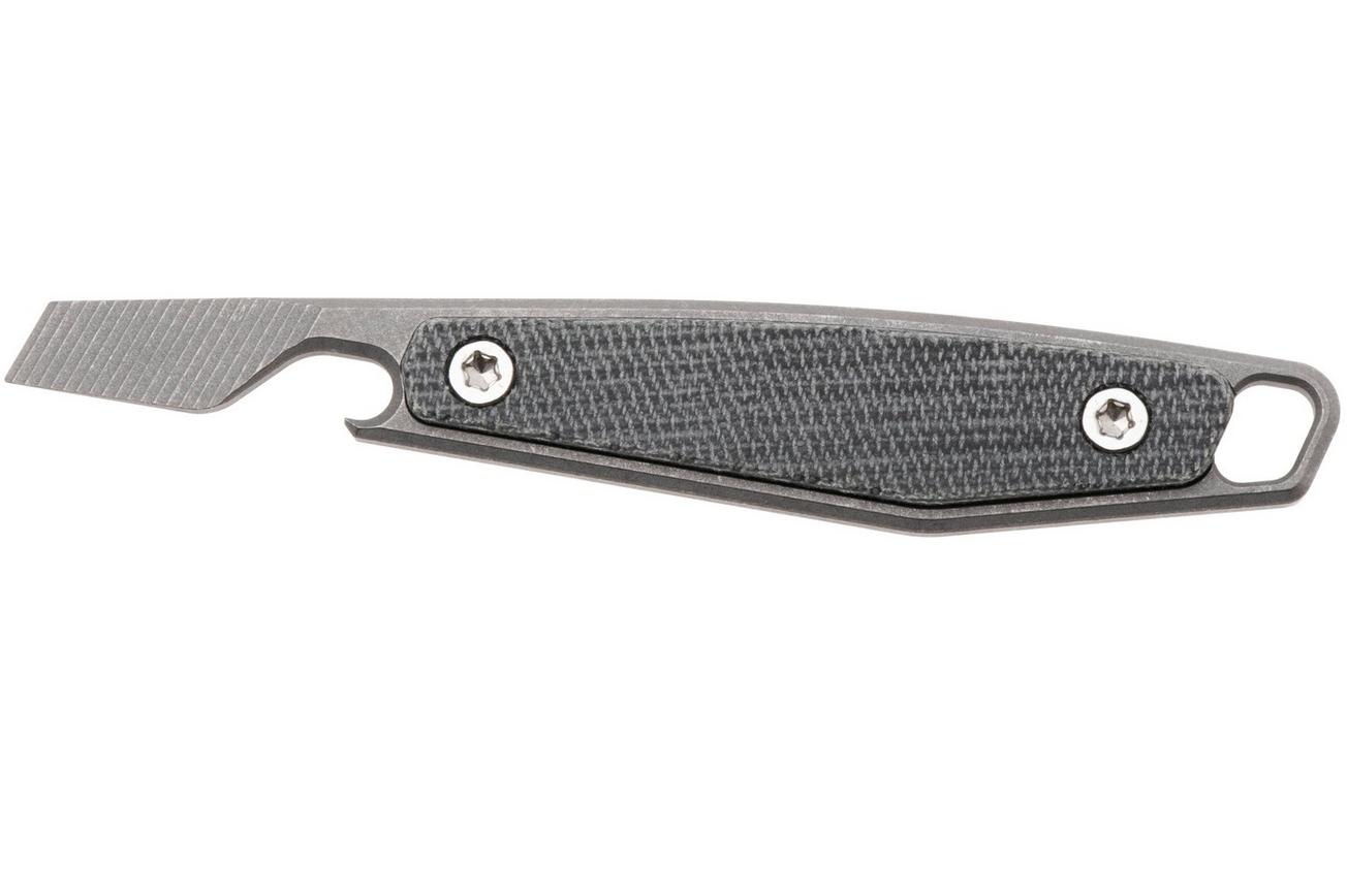 Daily Customs PrybAK P10015503, Plain Titanium, Plain Black Canvas Micarta Inlay, prybar