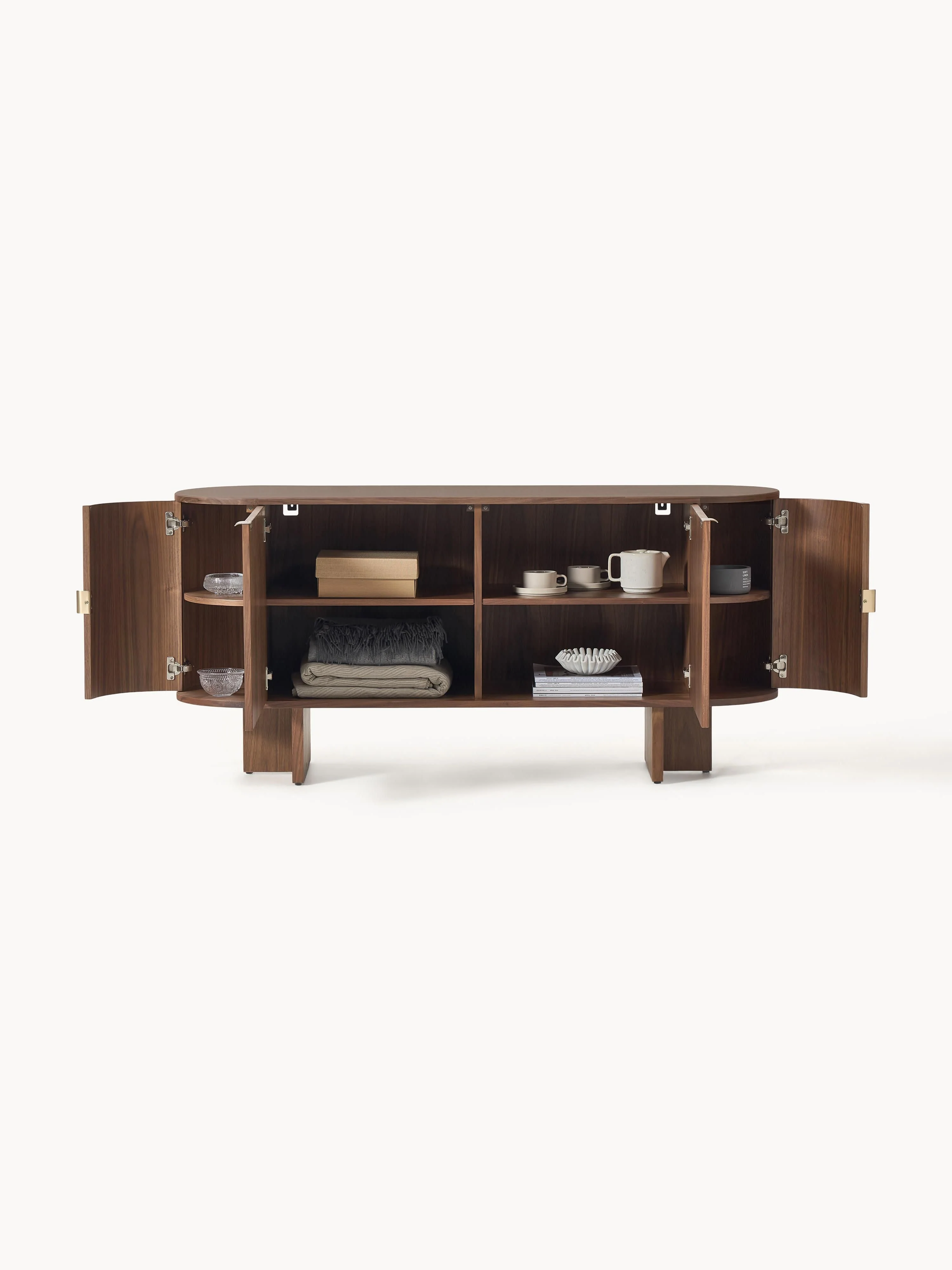 Houten dressoir Zumi met afgeronde hoeken