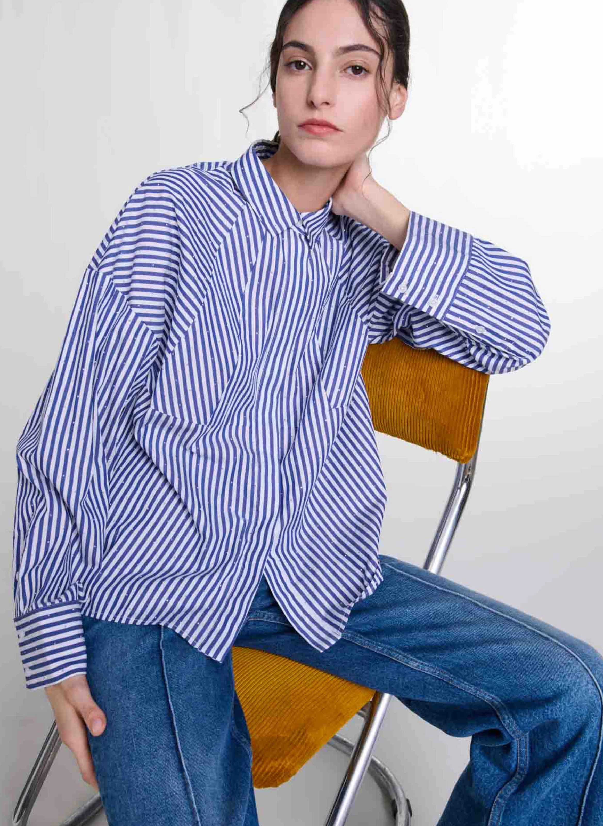 Chemise col classique en coton | Multicolore
