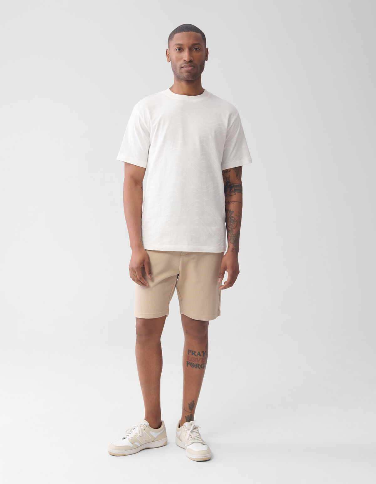 Structuur Regular Fit Short Zand