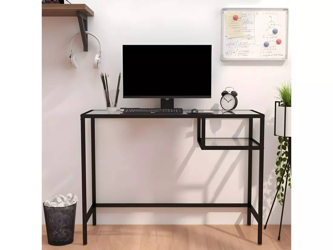 Bureau d'ordinateur Transparent 100x36x74 cm Verre