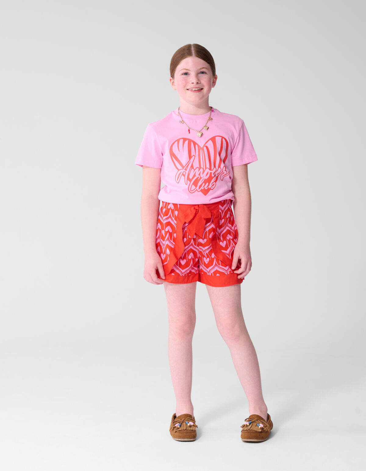 Heart Print Skort Roze/Rood