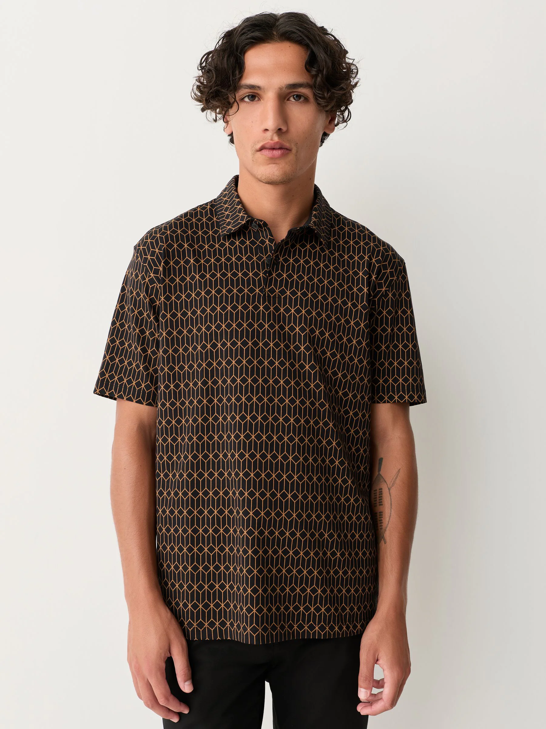 Zwart/goud/wit - Set van 3 jersey poloshirts met korte mouwen