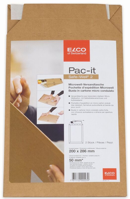 Elco Versandtasche Safe 2, A5, 200 x 287 mm, braun, 2 Stück