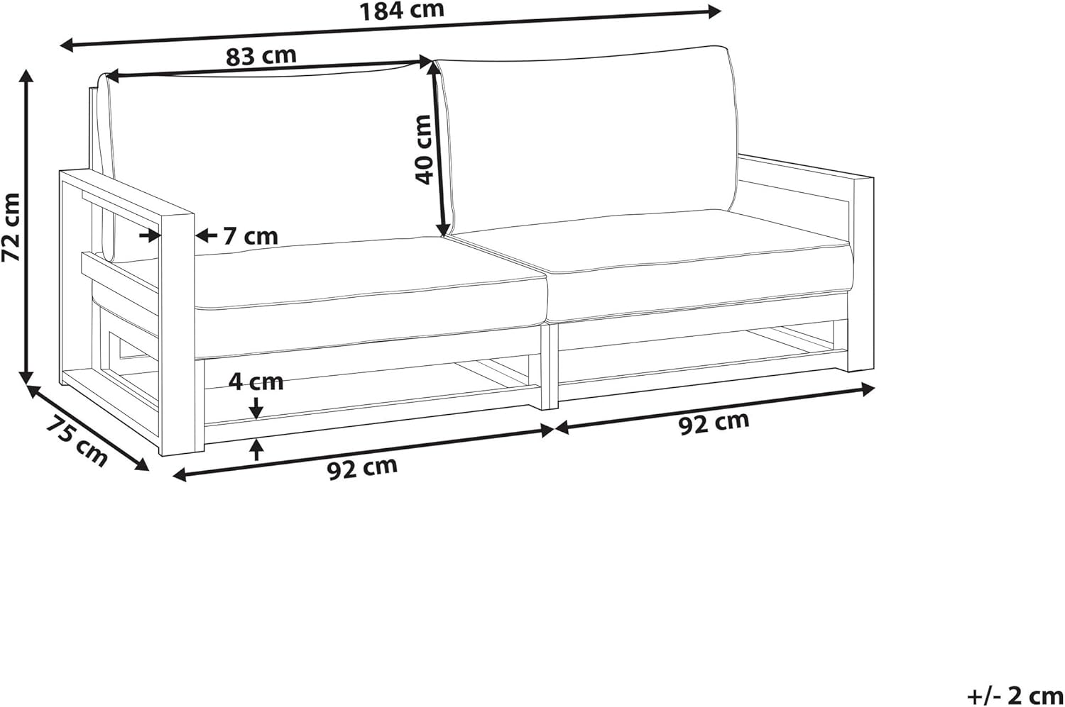 Beliani Gartensofa Zertifiziertes Akazienholz Hellbraun 2-Sitzer Auflagen Taupe Timor II