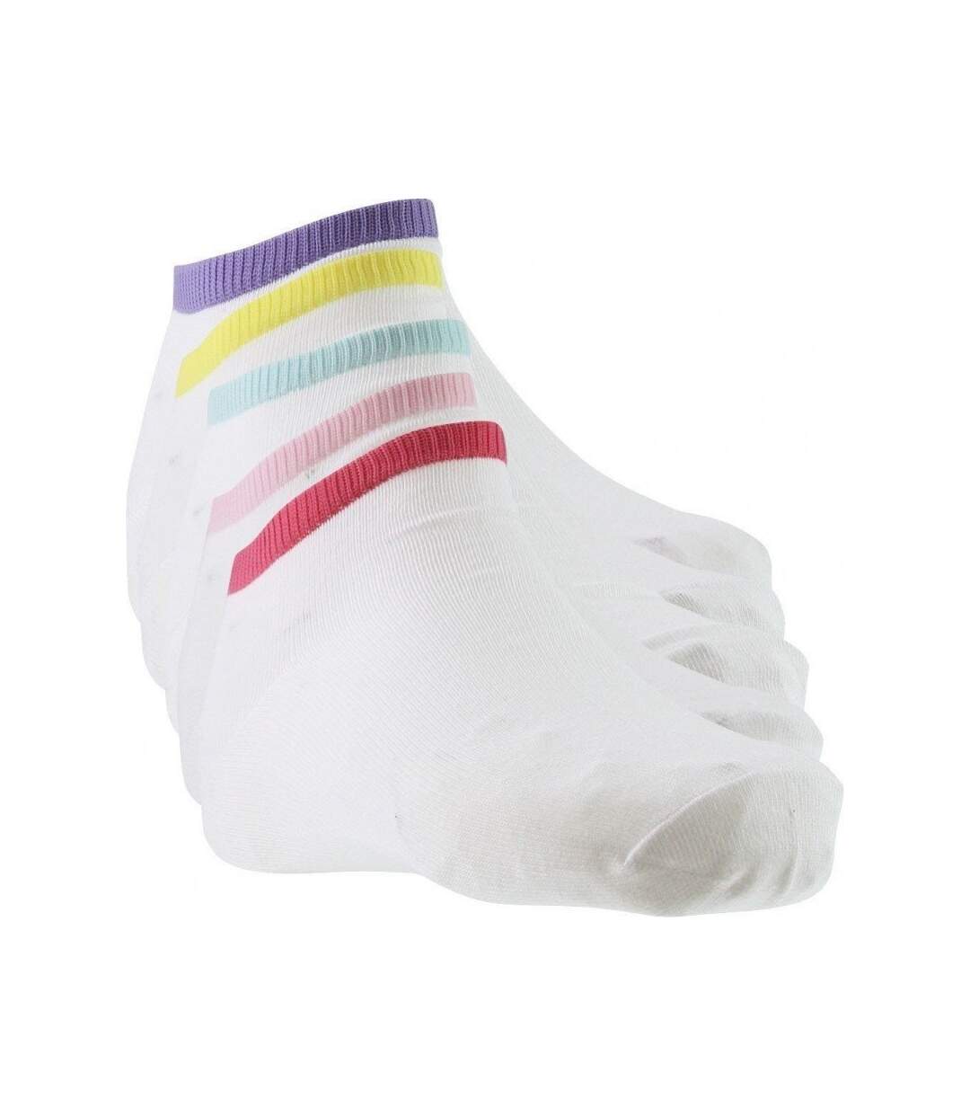 TWINDAY Lot de 5 paires de Socquettes Femme Coton COTESCOUL Blanc Multicolore