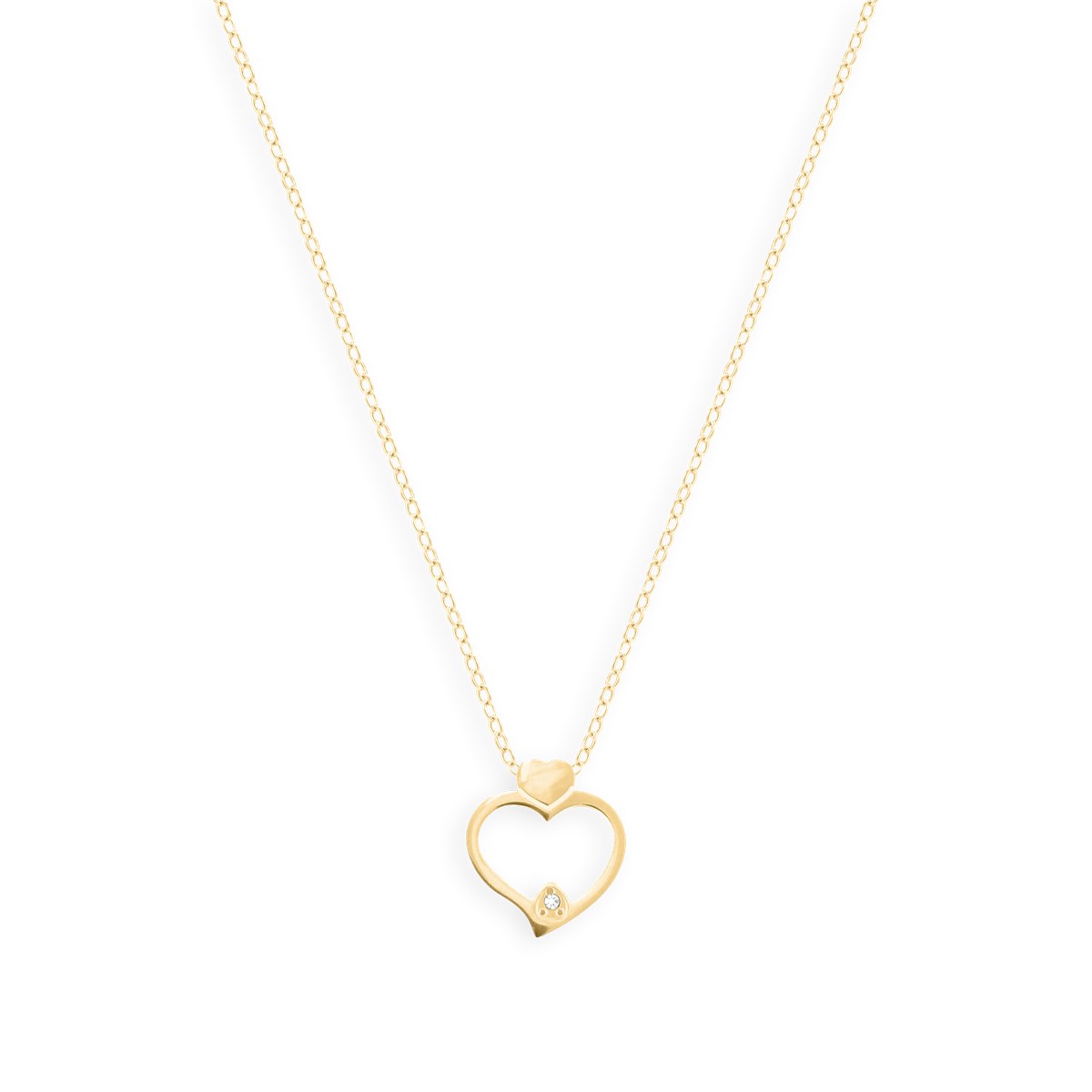 Collier coeur en acier plaqué jaune