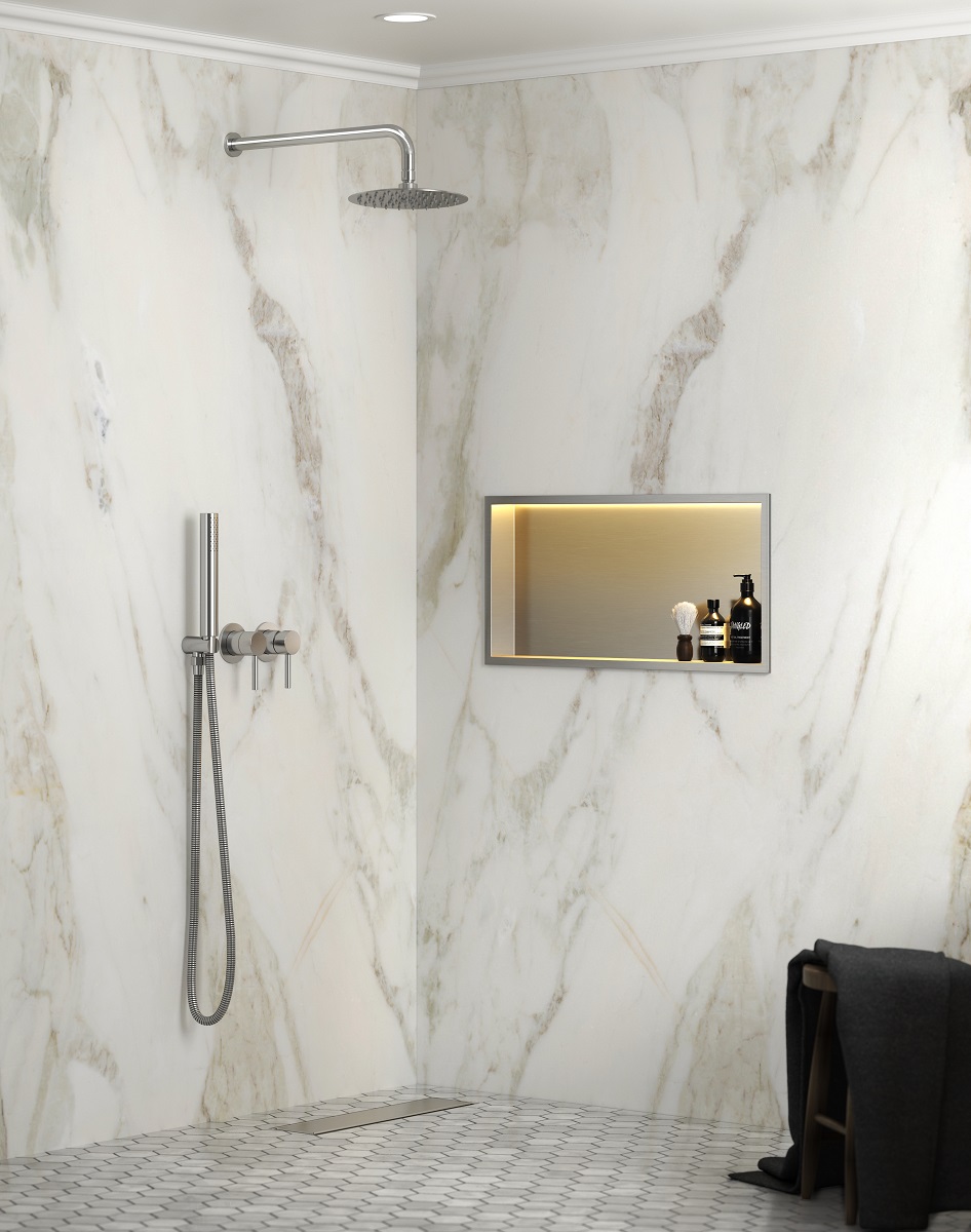 Saniclear Lucio inbouwnis met LED verlichting 60x30cm RVS