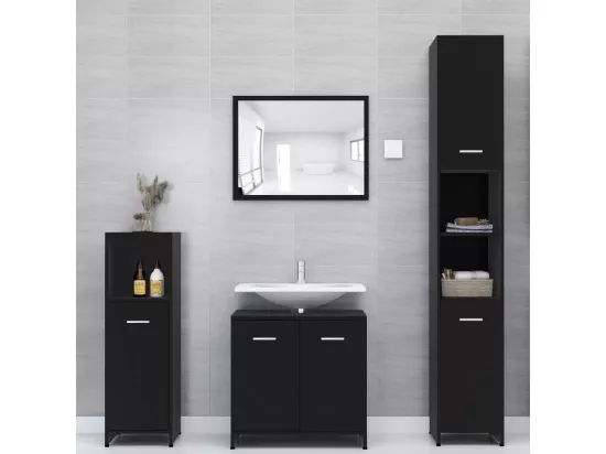 Armoire de salle de bain Noir 30x30x183,5 2