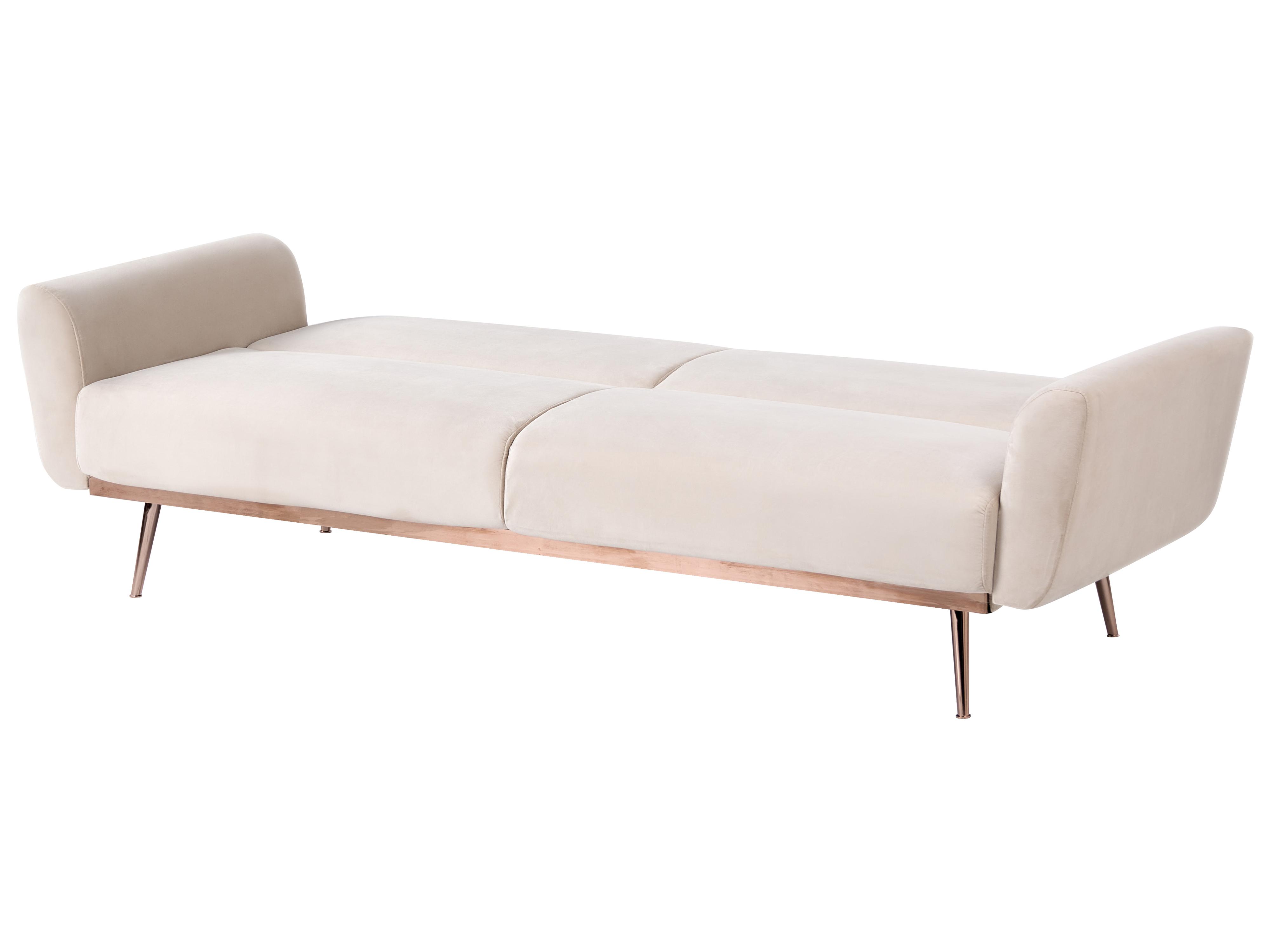 Slaapbank 3-zits EINA Fluweel Lichtbeige