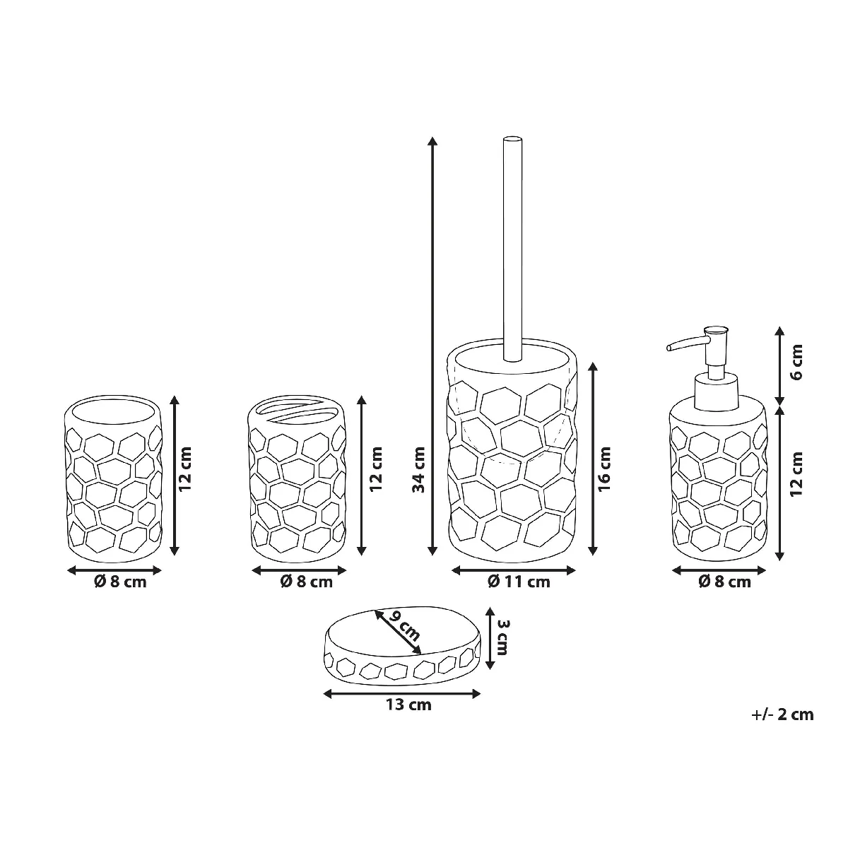 Beliani TIRUA - Lot de 5 accessoires de salle de bain en céramique blanche