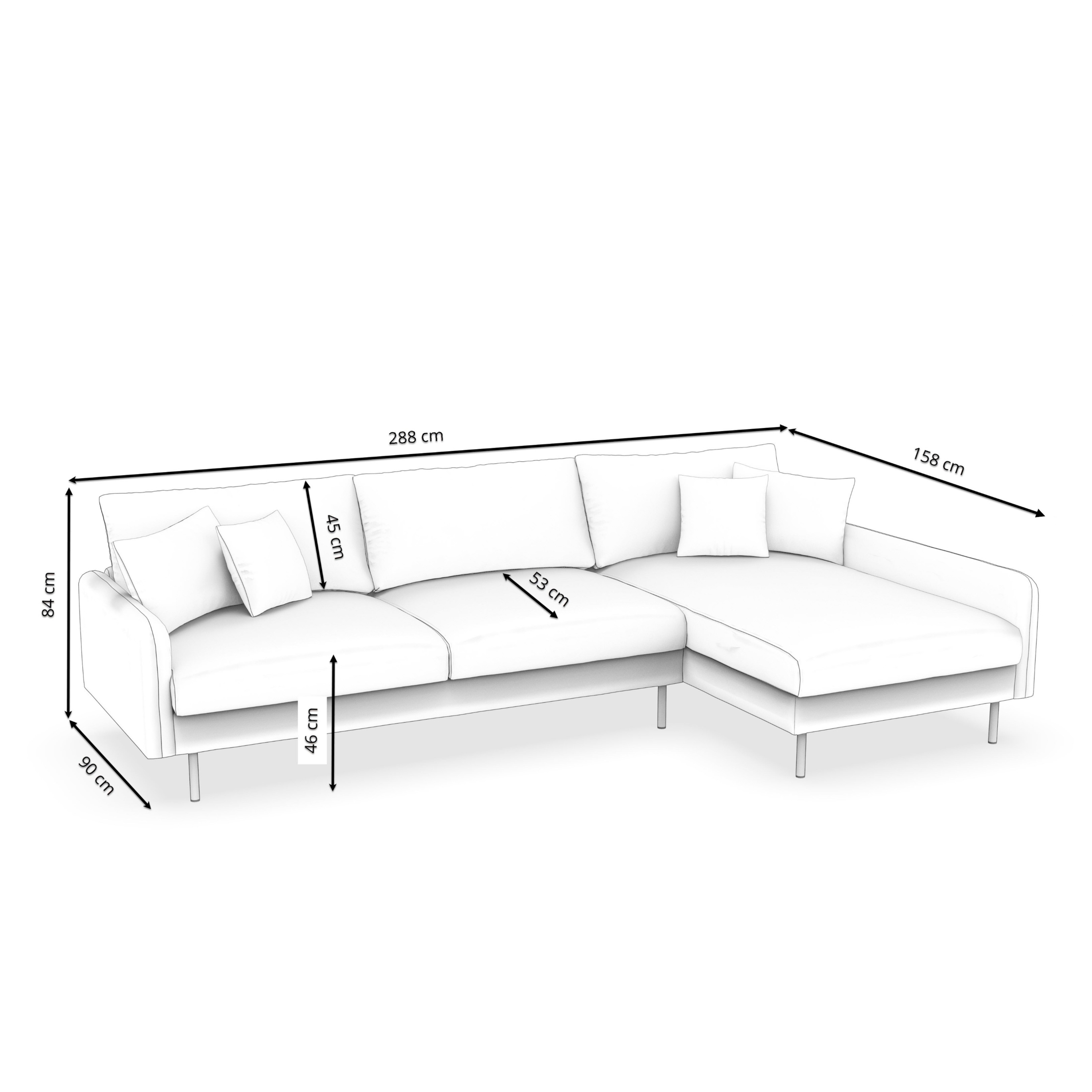 Ecksofa LEAH rechts anthrazit