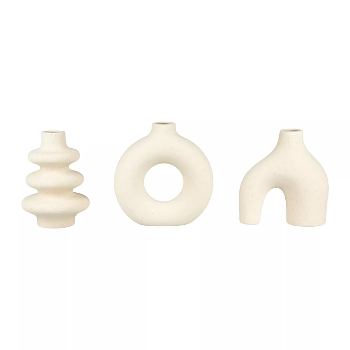 Lot de 3 mini vases en céramique (H15 cm) Tempo Blanc