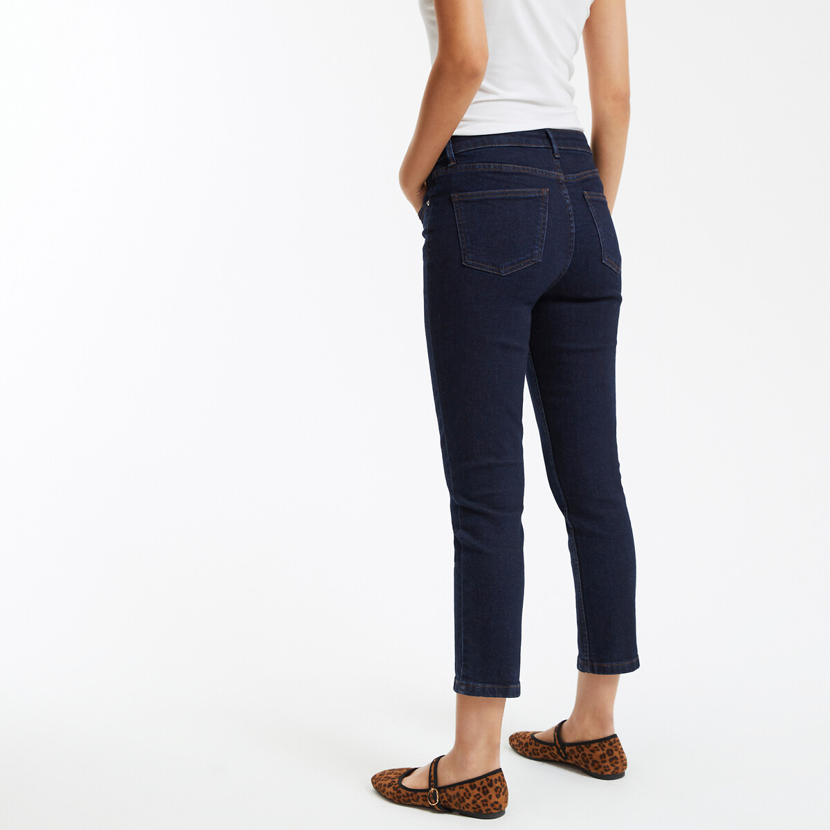 COLEÇÃO LA REDOUTE<br>Calça jeans slim curta, cintura alta