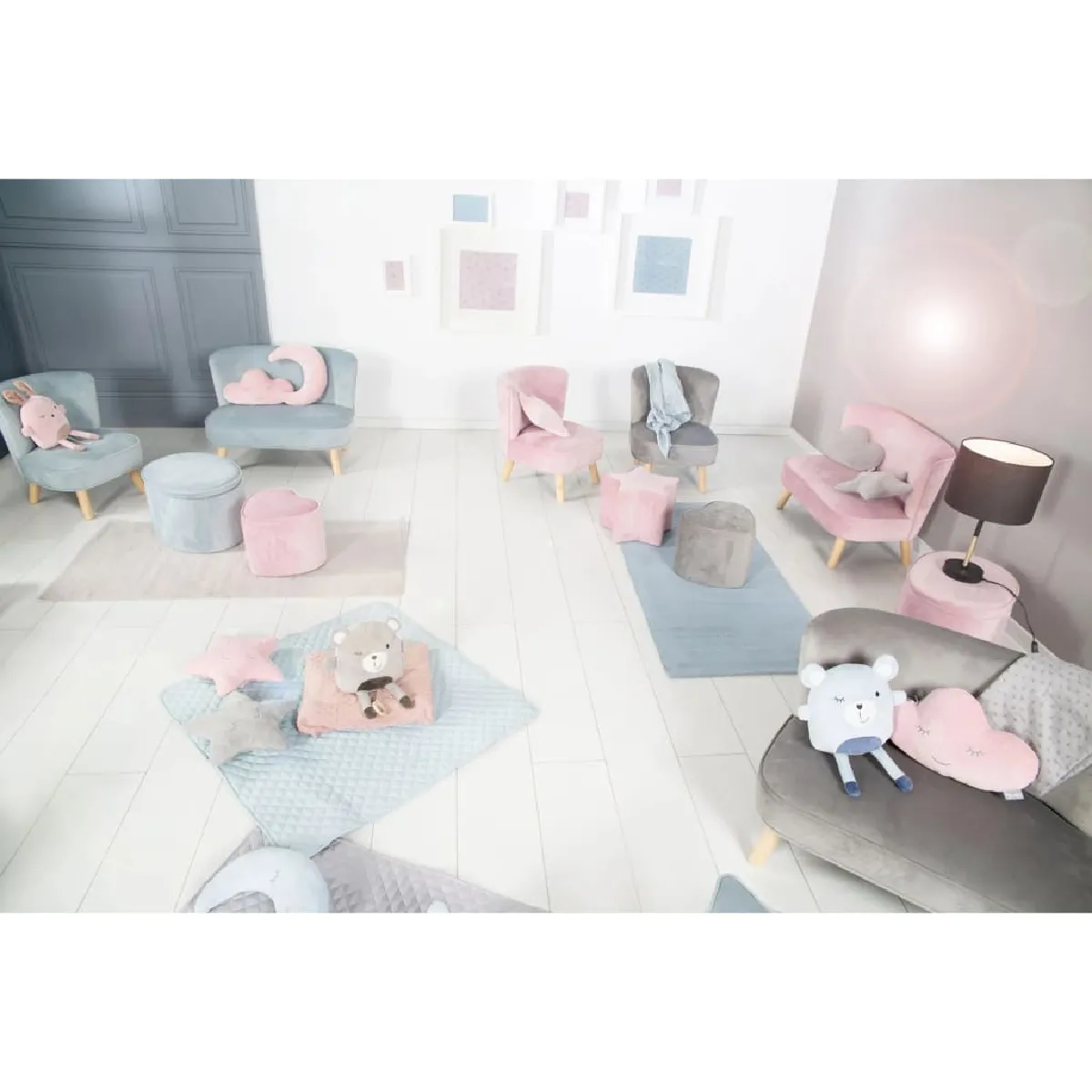 Roba Pouf Enfant Étoile Gris