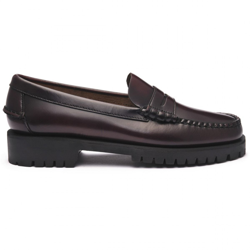 DAN LUG BROWN BURGUNDY MOCASSIN-Mocassin semelle crantée pour femme en cuir