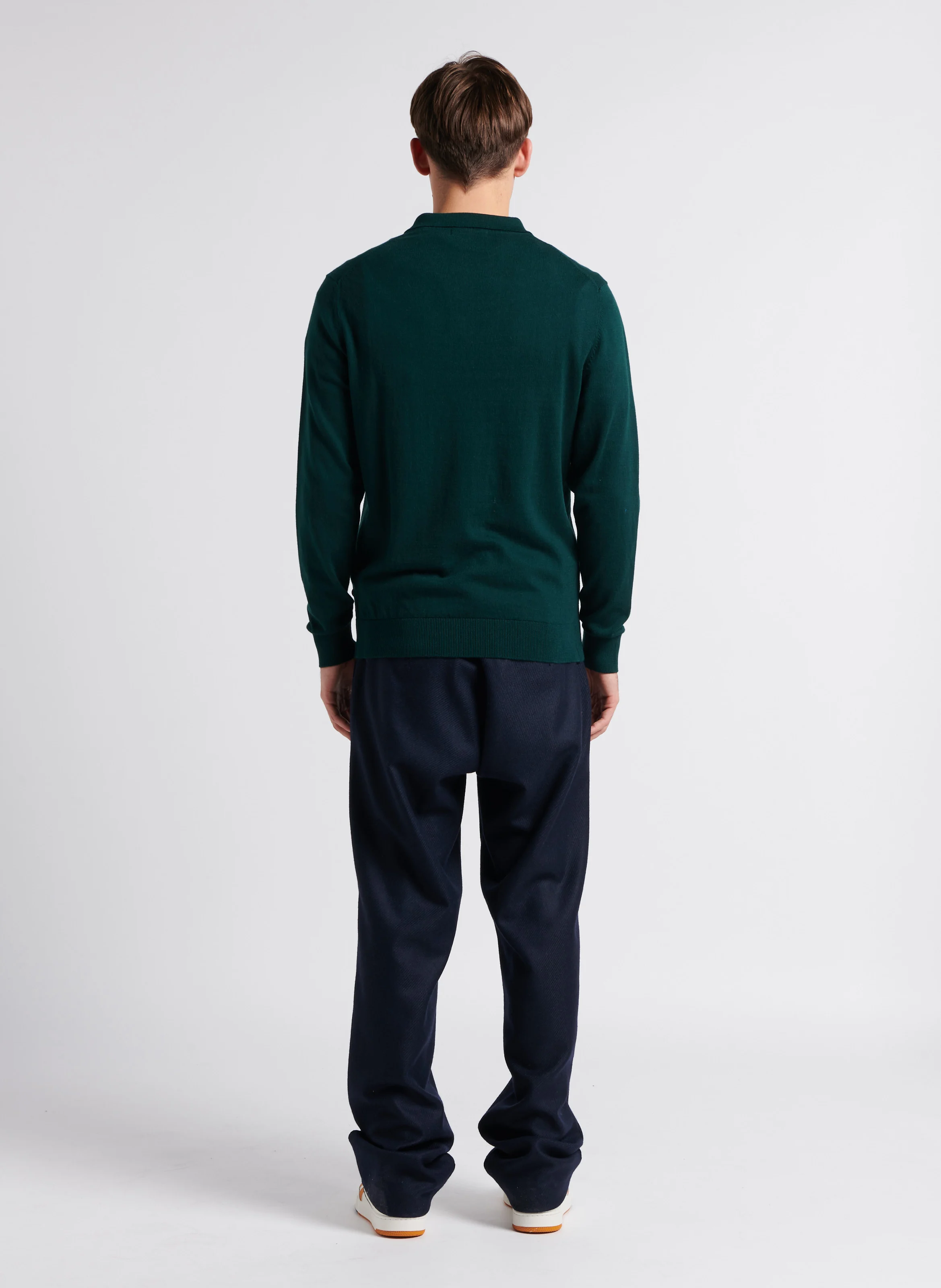 POL - Pull col polo en coton mélangé | Vert