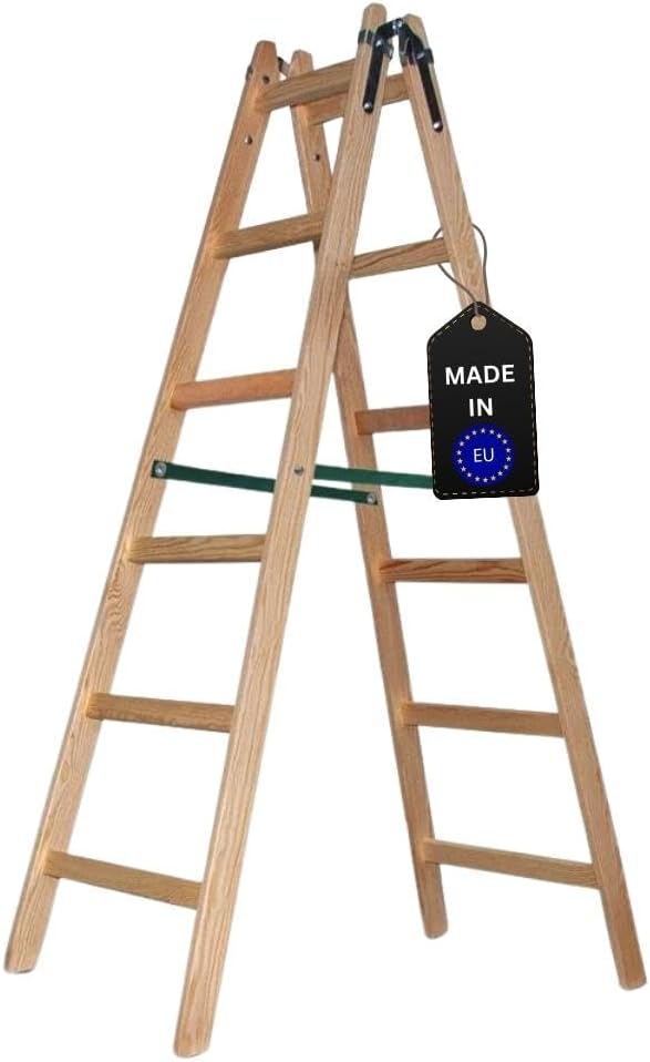 PROREGAL Houten Trapladder Economy Plus, Tweezijdige Toegang, 2 x 6 Sporten, Werkhoogte 3,30 m, Draagvermogen 150 kg