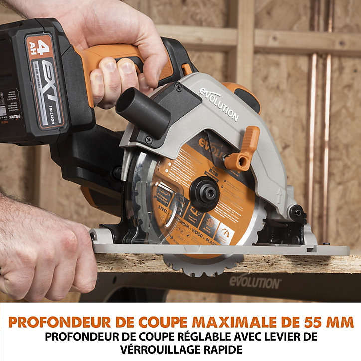 Scie circulaire sans fil Evolution R165CCS-Li 18V 165 mm (sans batterie)