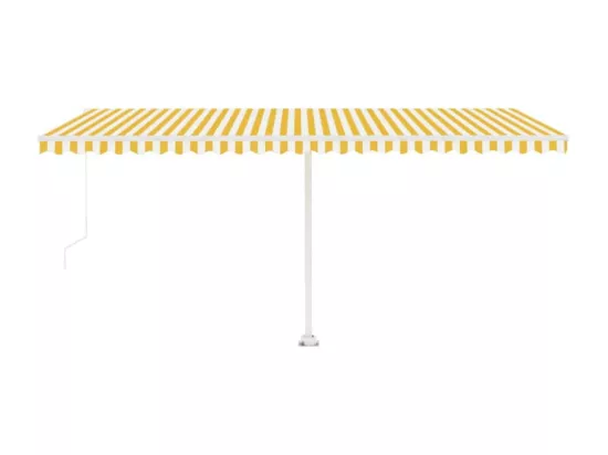 Auvent manuel rétractable avec LED 500x300 cm Jaune et blanc