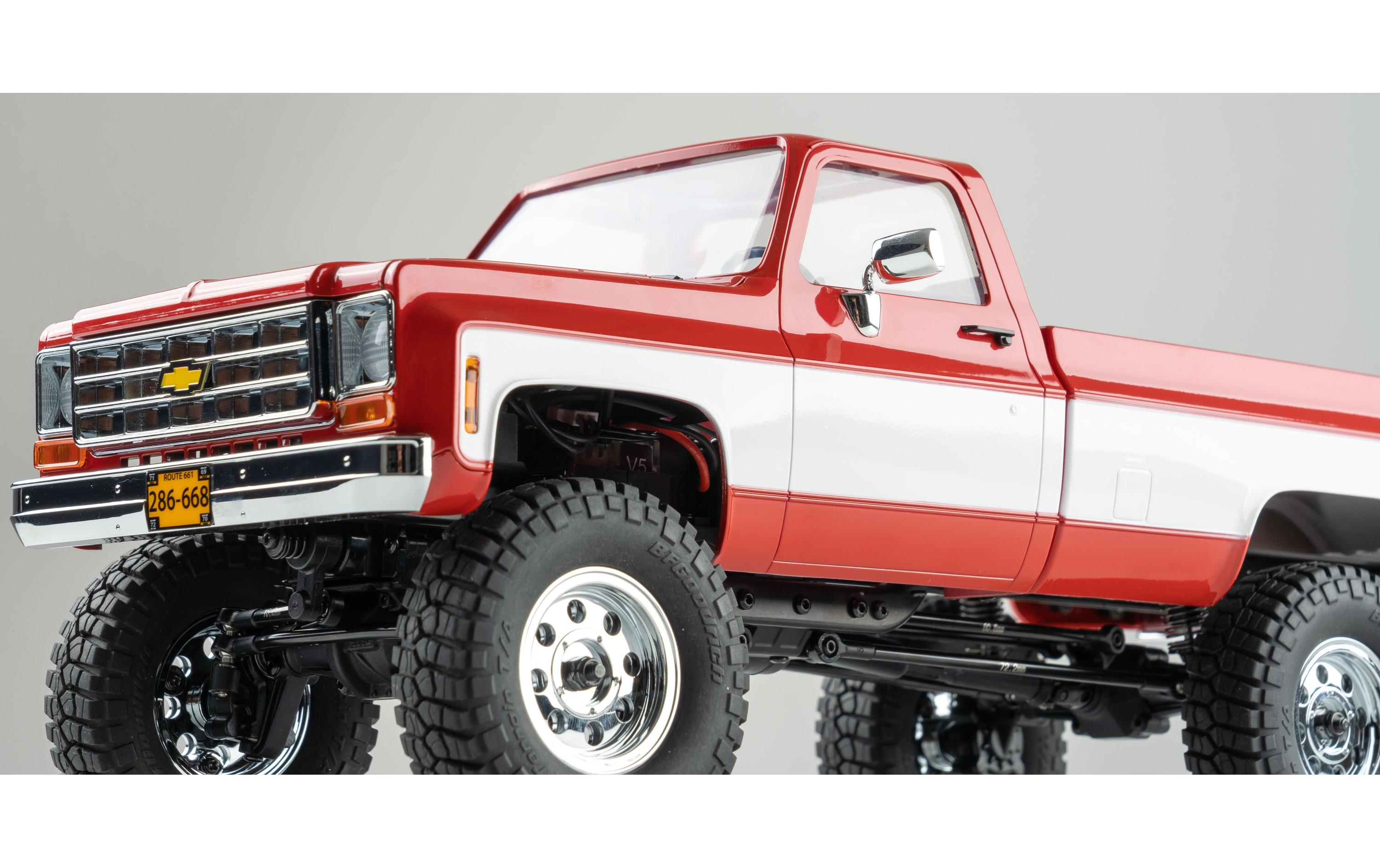 Scale Crawler FCX18 Chevrolet K10 Rot, RTR, 1:18<br>Mini Rock Crawler mit detaillierter Chevy K10 Pick-Up Karosserie und 2-Gang Getriebe