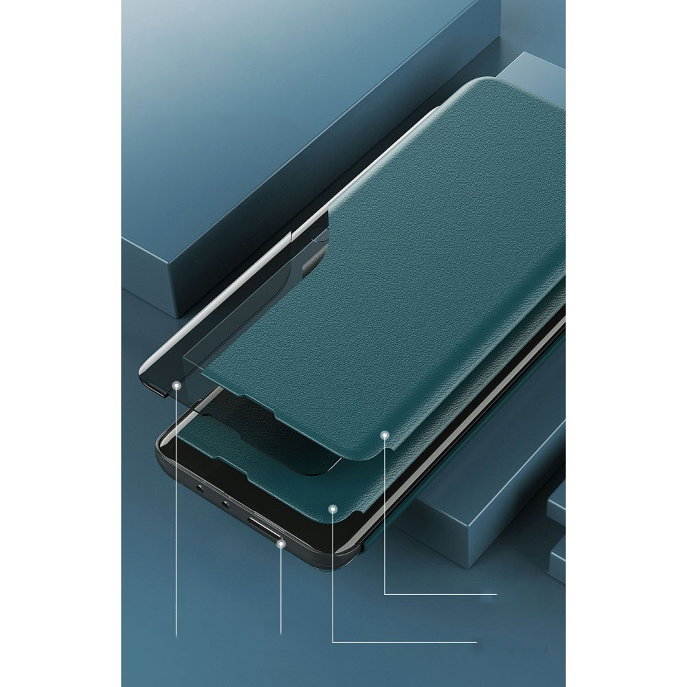 Samsung Galaxy S23 5G Leder Hülle Small Window View Flip Case - Dunkelblau