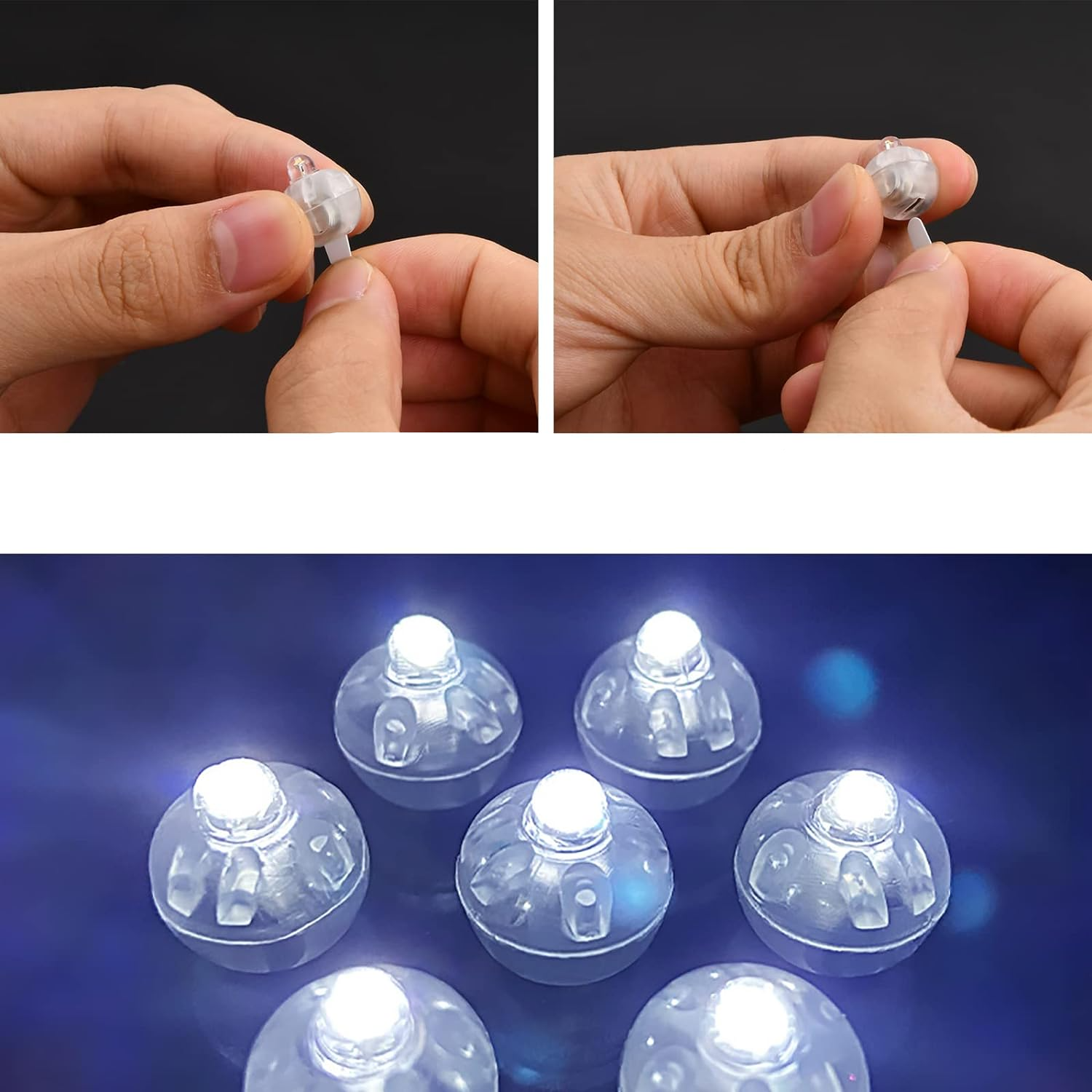 (50er Set) Mini LED Ballon Licht Party Deko Blinkende Beleuchtung für Luftballons / Lampions (inkl. LR41 Batterien) - Bunt
