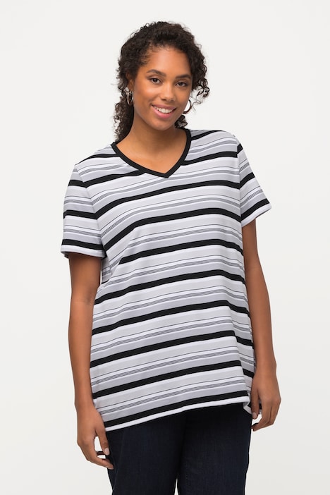 T-Shirt, Ringel, Classic, V-Ausschnitt, Halbarm