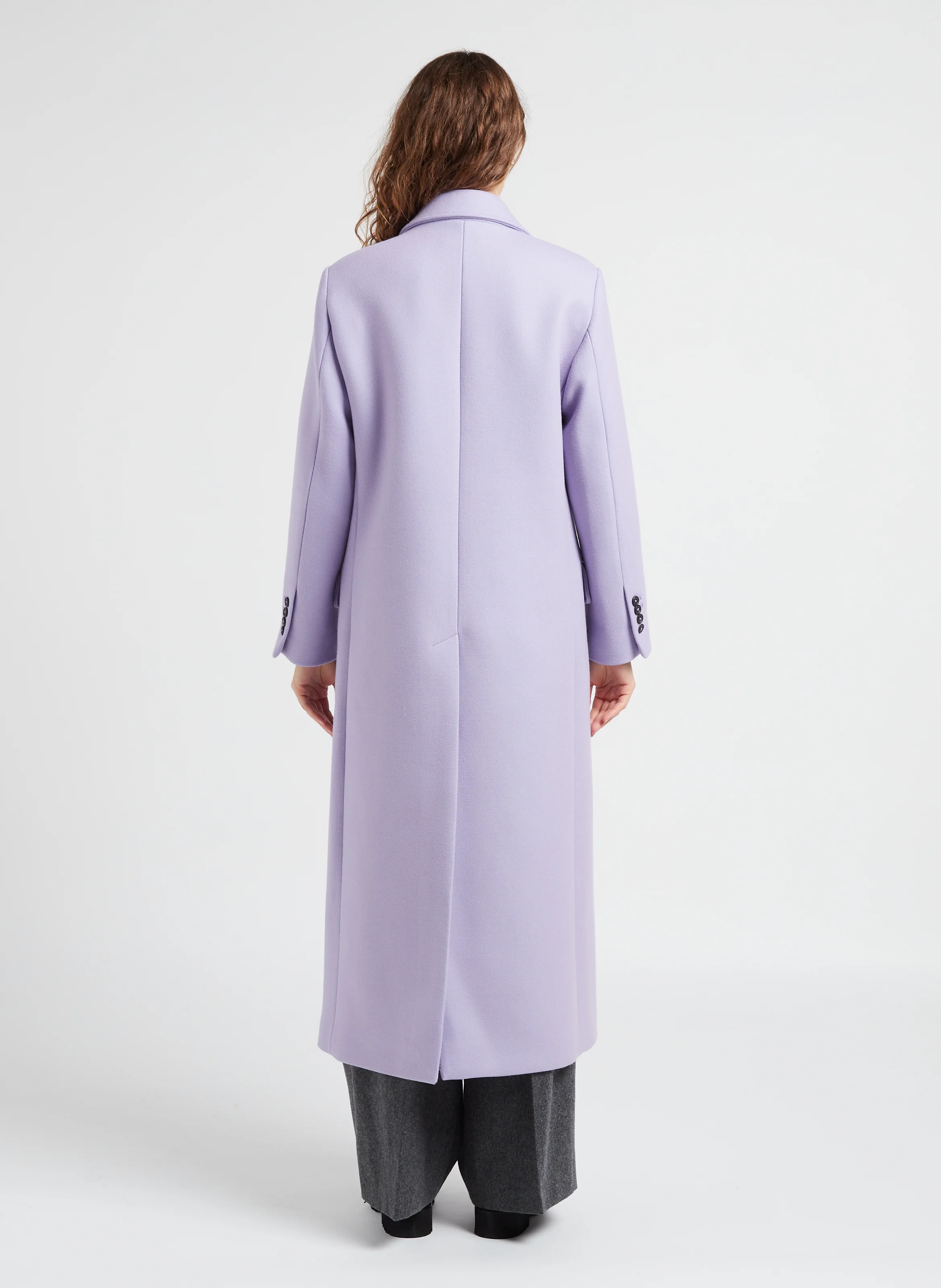 ASTRE - Manteau long col tailleur en laine vierge mélangée | Violet