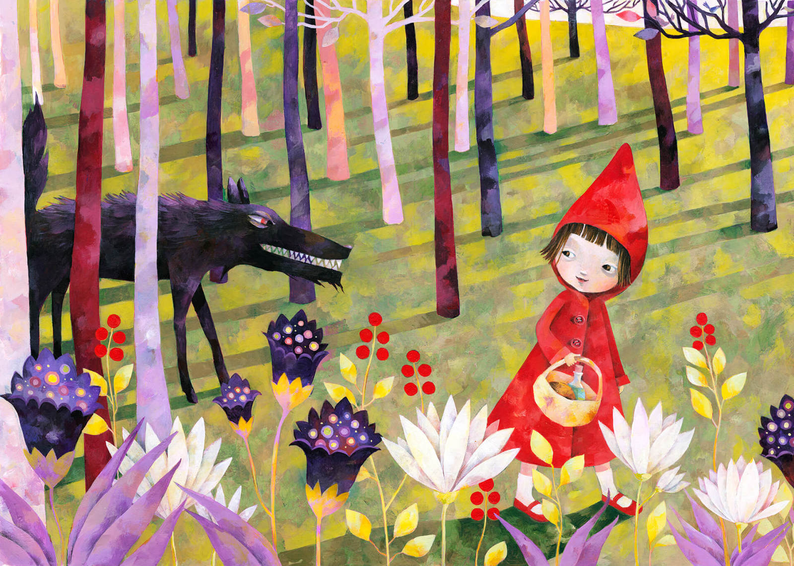 Leinwandbild ROTKÄPPCHEN - grün-bunt - 70x50 cm