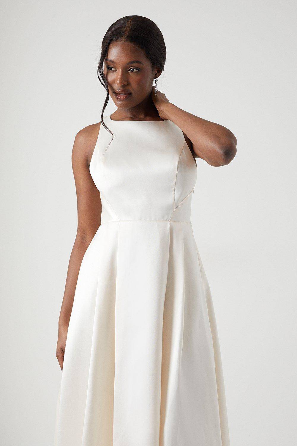 Coast Robe de Mariée Maxi Croisée Dos en Sergé Écru