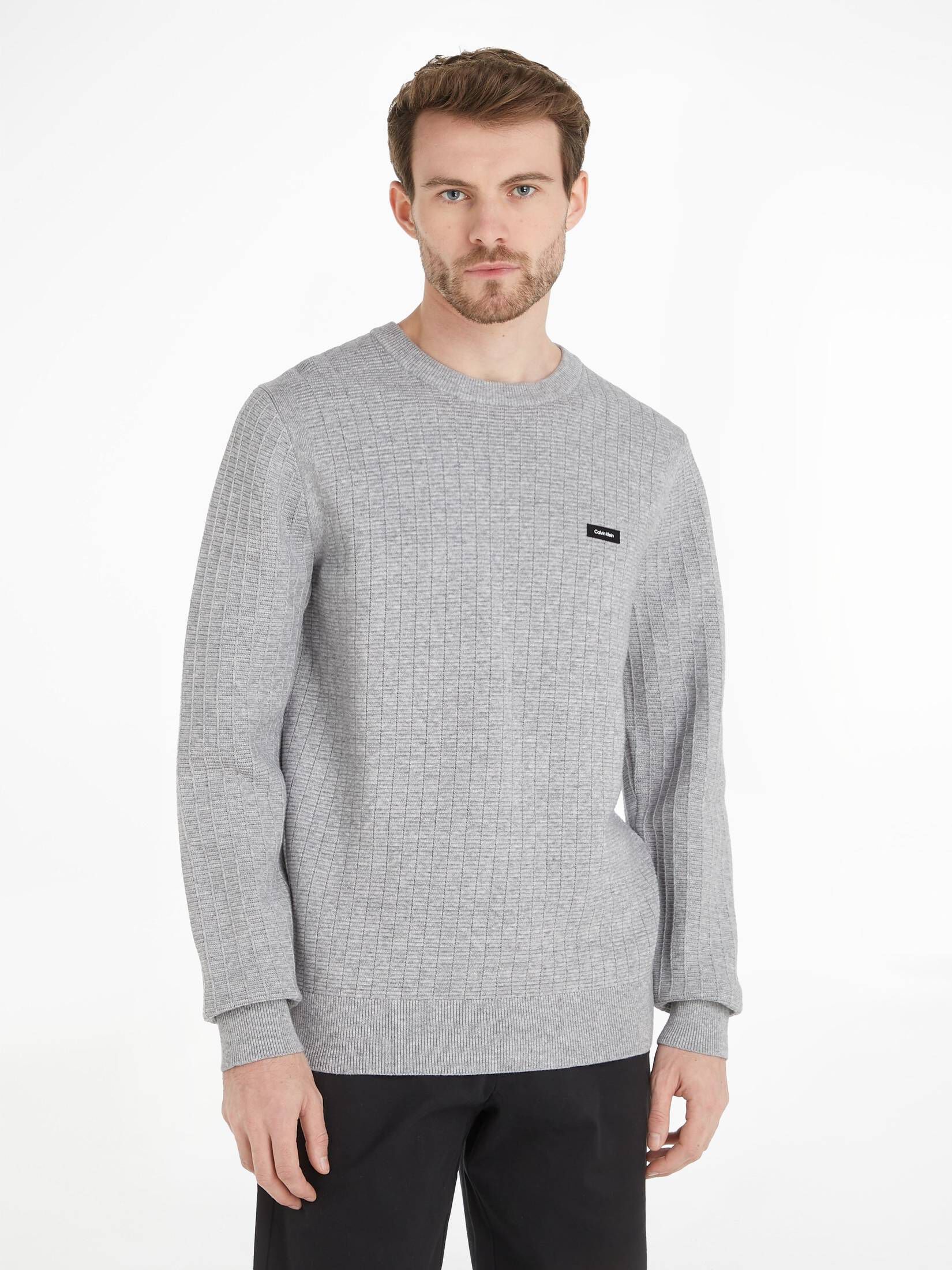 CALVIN KLEIN| Herren Strickpullover STRUCTURE mit Baumwolle