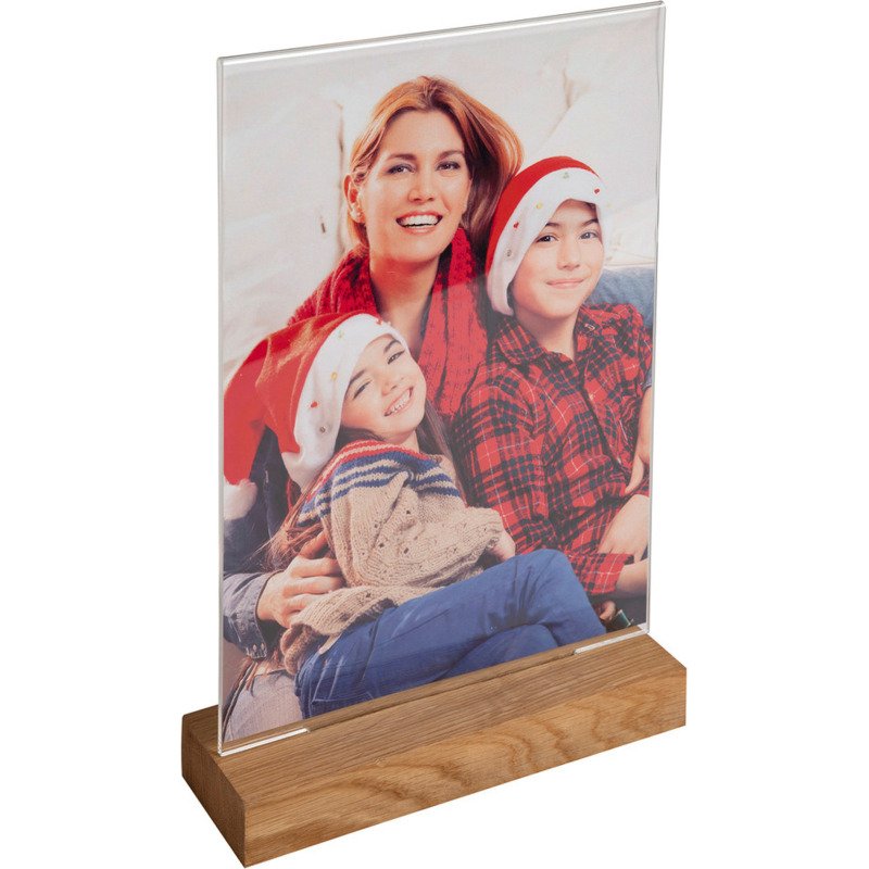 Présentoir de table double face socle en bois A6