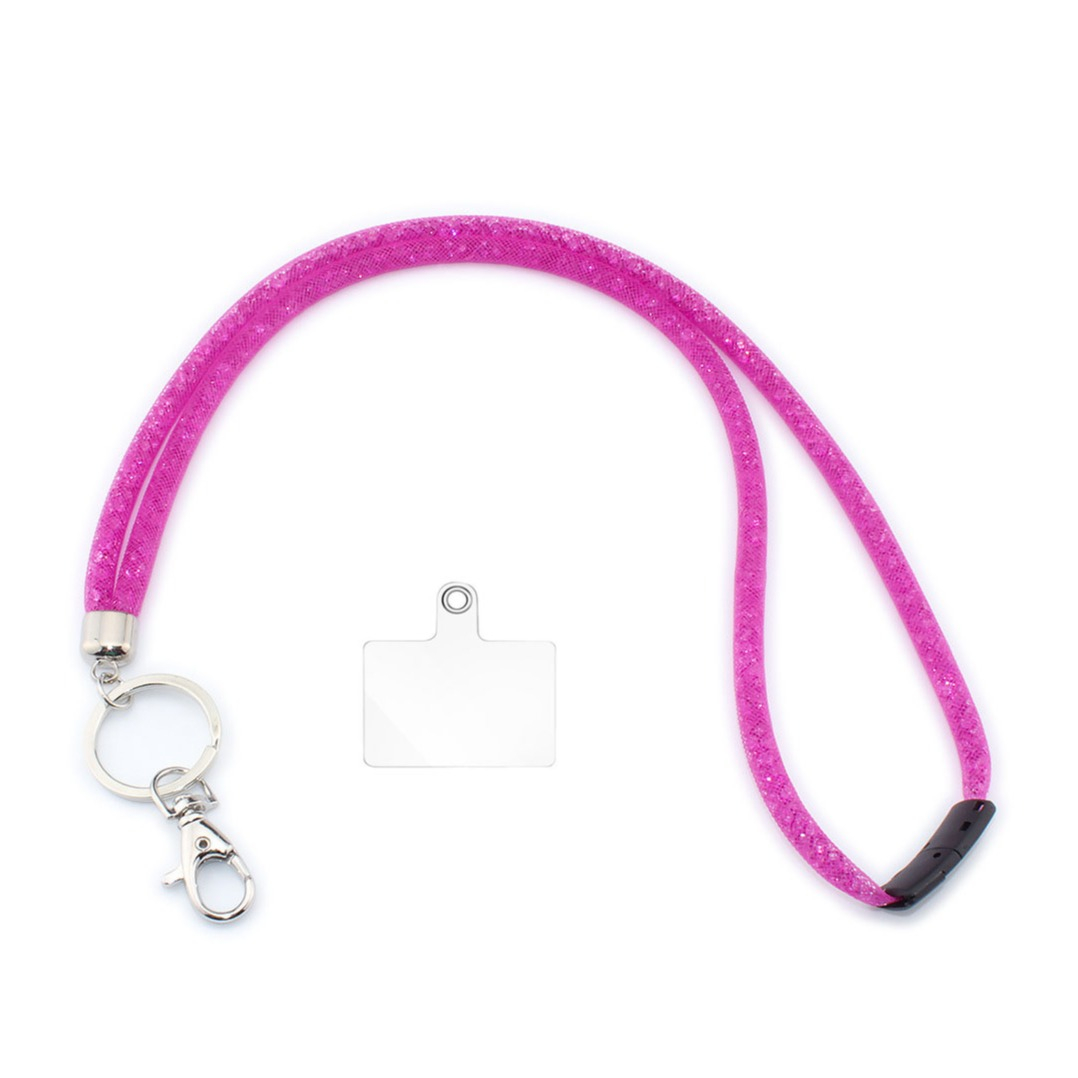 (80cm) Universal Necklace Handykette Umhängeband für Schutzhülle mit Glitzersteinen   1x Einlage - Pink
