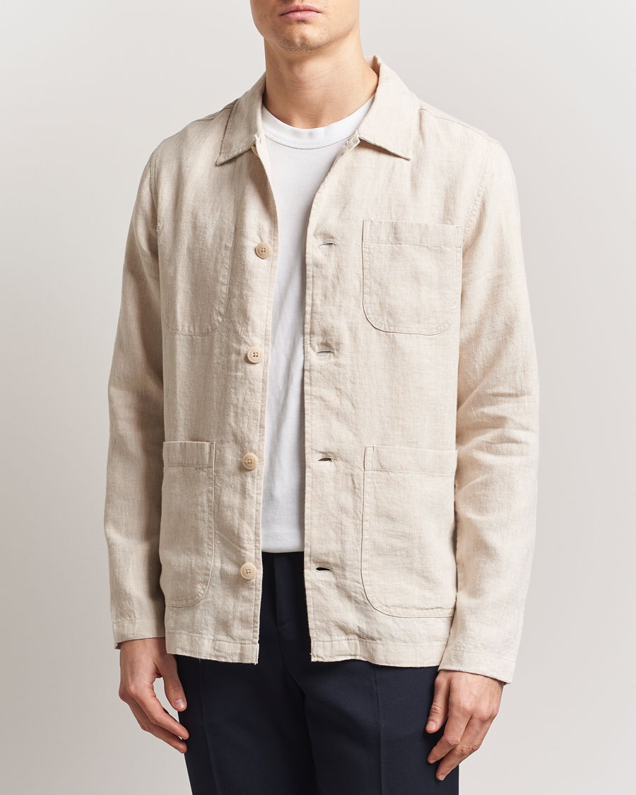 KnowledgeCotton Apparel Linen Overshirt Light Feather Grey