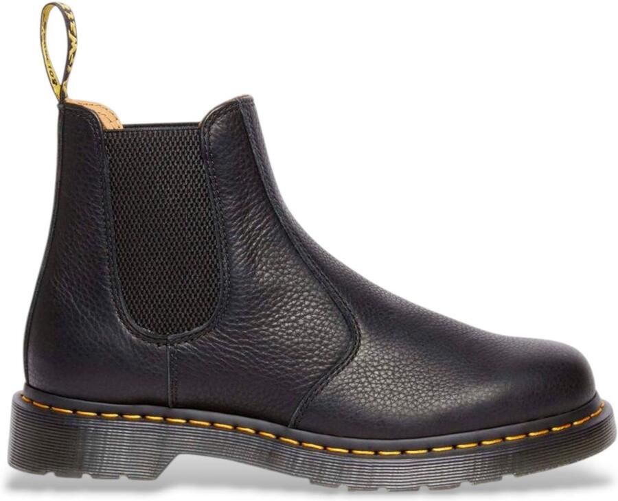 Dr. Martens Zwarte leren enkellaarzen met elastische sluiting Black Heren