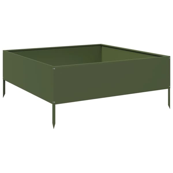 vidaXL Høybed olivengrønn 100x100x25 cm stål