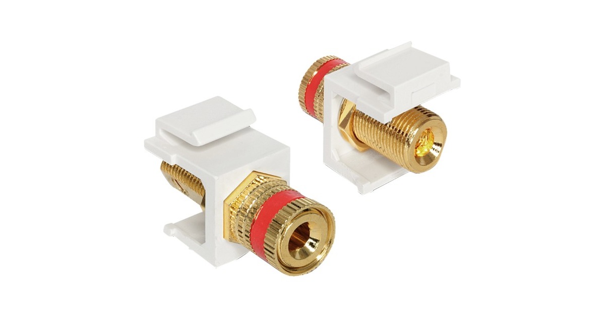 DeLOCKKeystone module binding post > thread nut red  (Wit/rood)