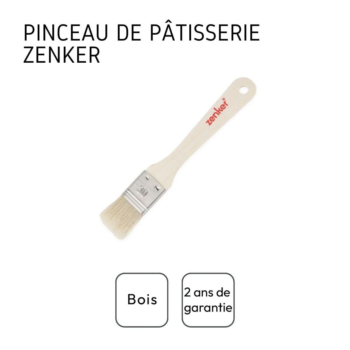 Pinceau de cuisine et de pâtisserie 18,5 cm en poils de porc Smart Pas