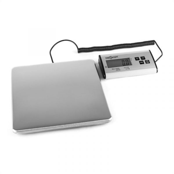 OneConcept Marketeer Balança Digital p/Encomendas 200kg/100g 27x27cm Prata