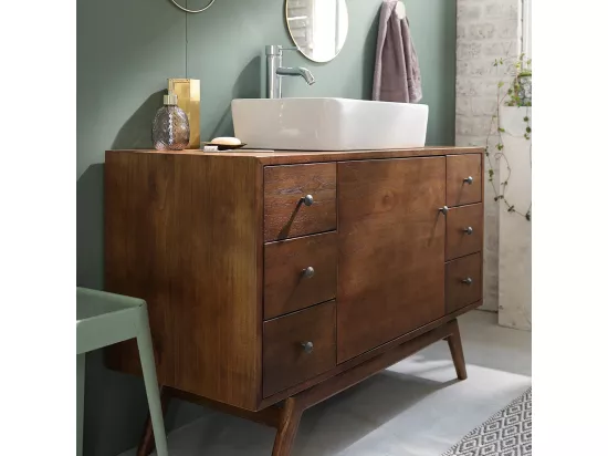 Meuble de salle de bain en mindi massif 100 cm