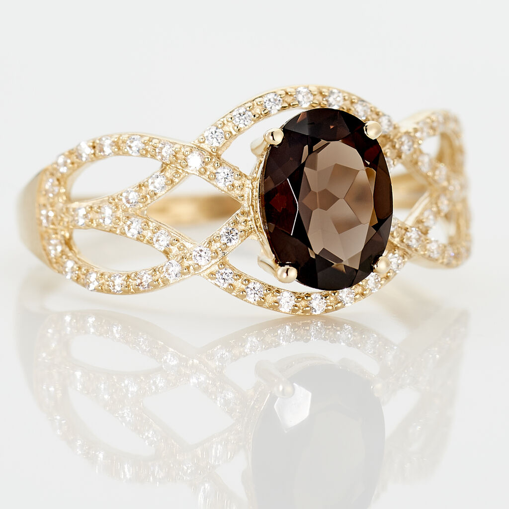 Bague Tina Or Jaune Quartz Et Oxyde De Zirconium