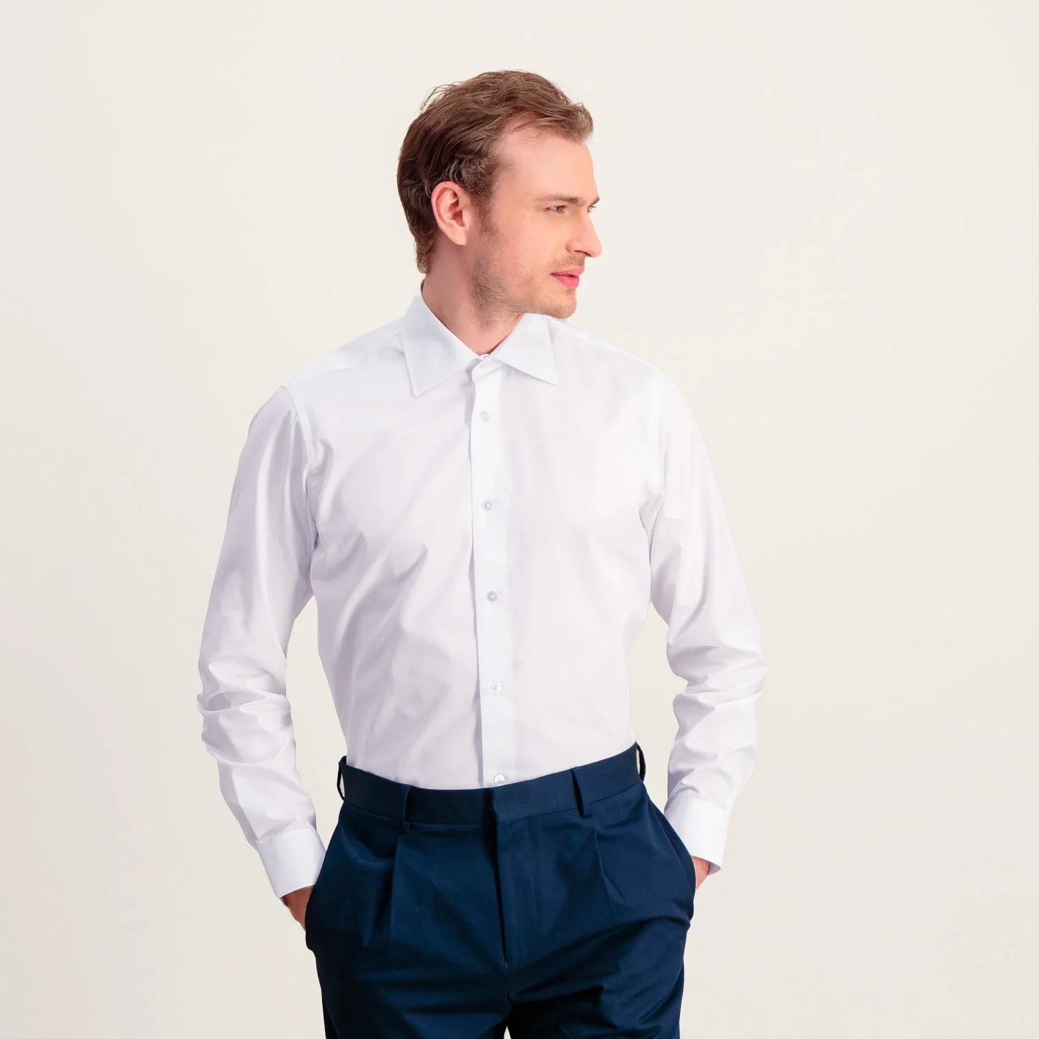 White double-twisted poplin shirt