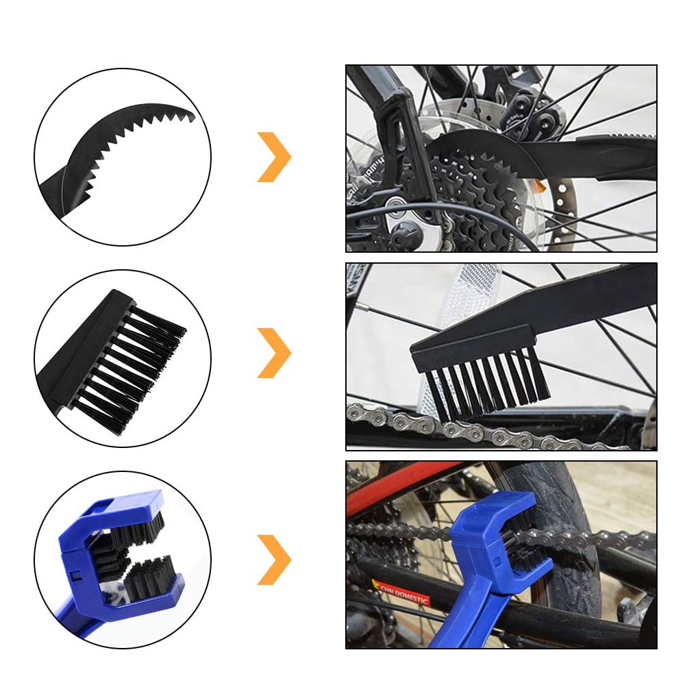 (5-tlg. Set) Fahrrad Ketten Reinigung Werkzeug Velo Kit - Blau / Schwarz