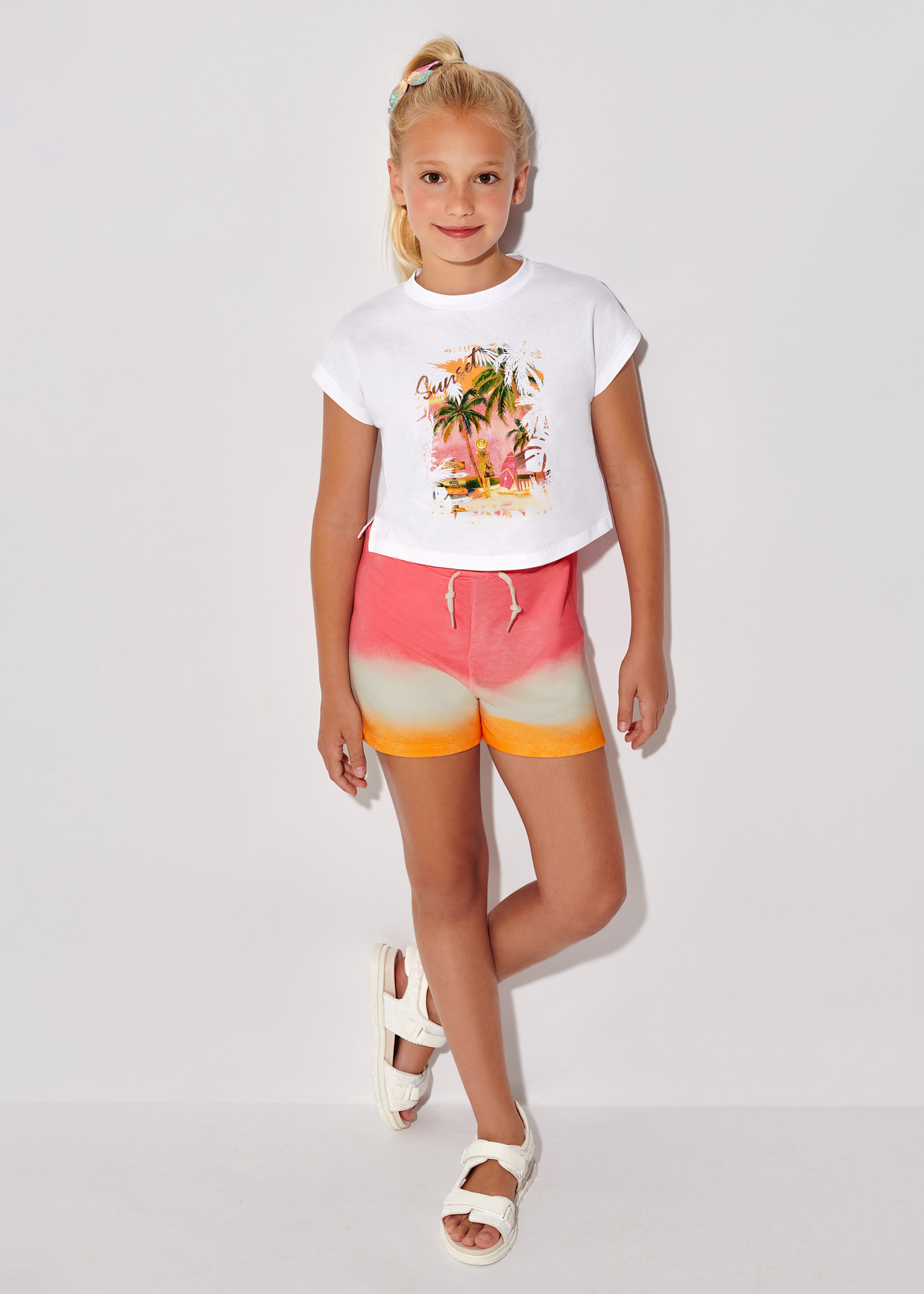Conjunto de duas peças com estampa para meninas