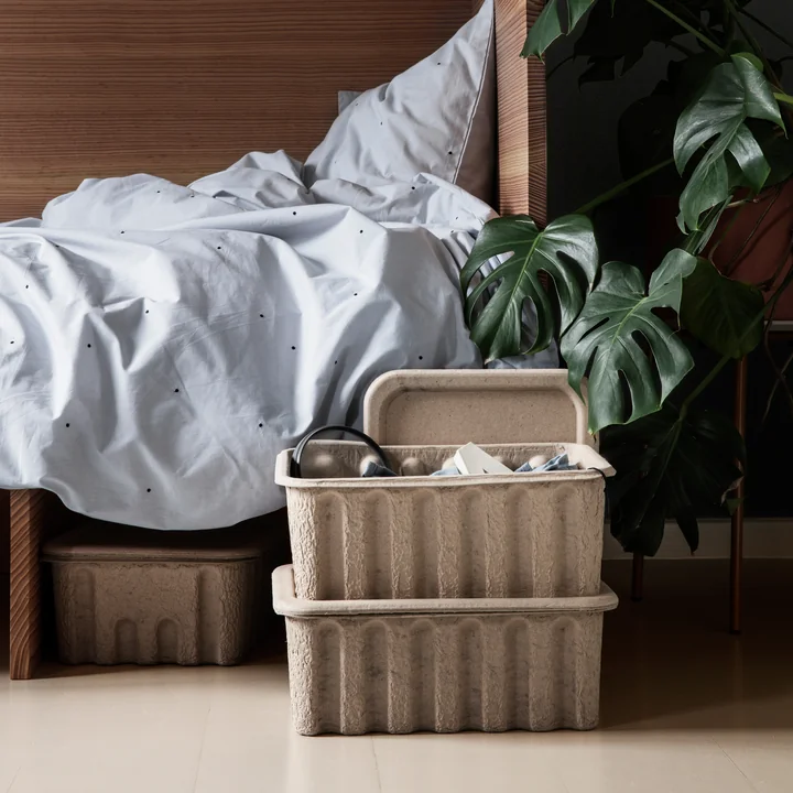 Ferm Living - Paper Pulp Aufbewahrungsbox, XL, charcoal (2er-Set)