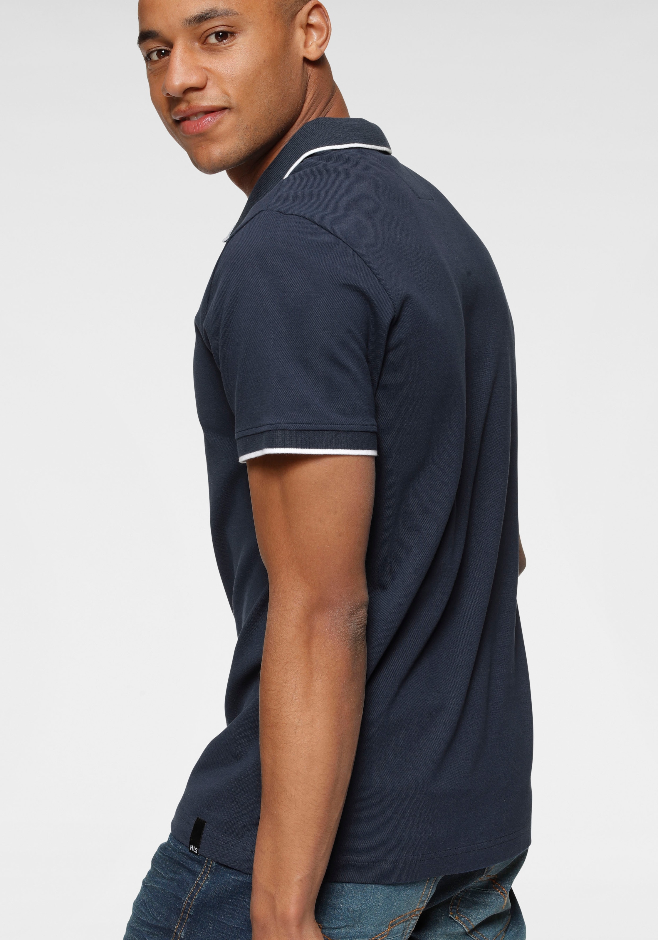 H.I.S Poloshirt , Kurzarm,  schmal geschnitten,  mit Polokragen,  aus Piqué-Stoff