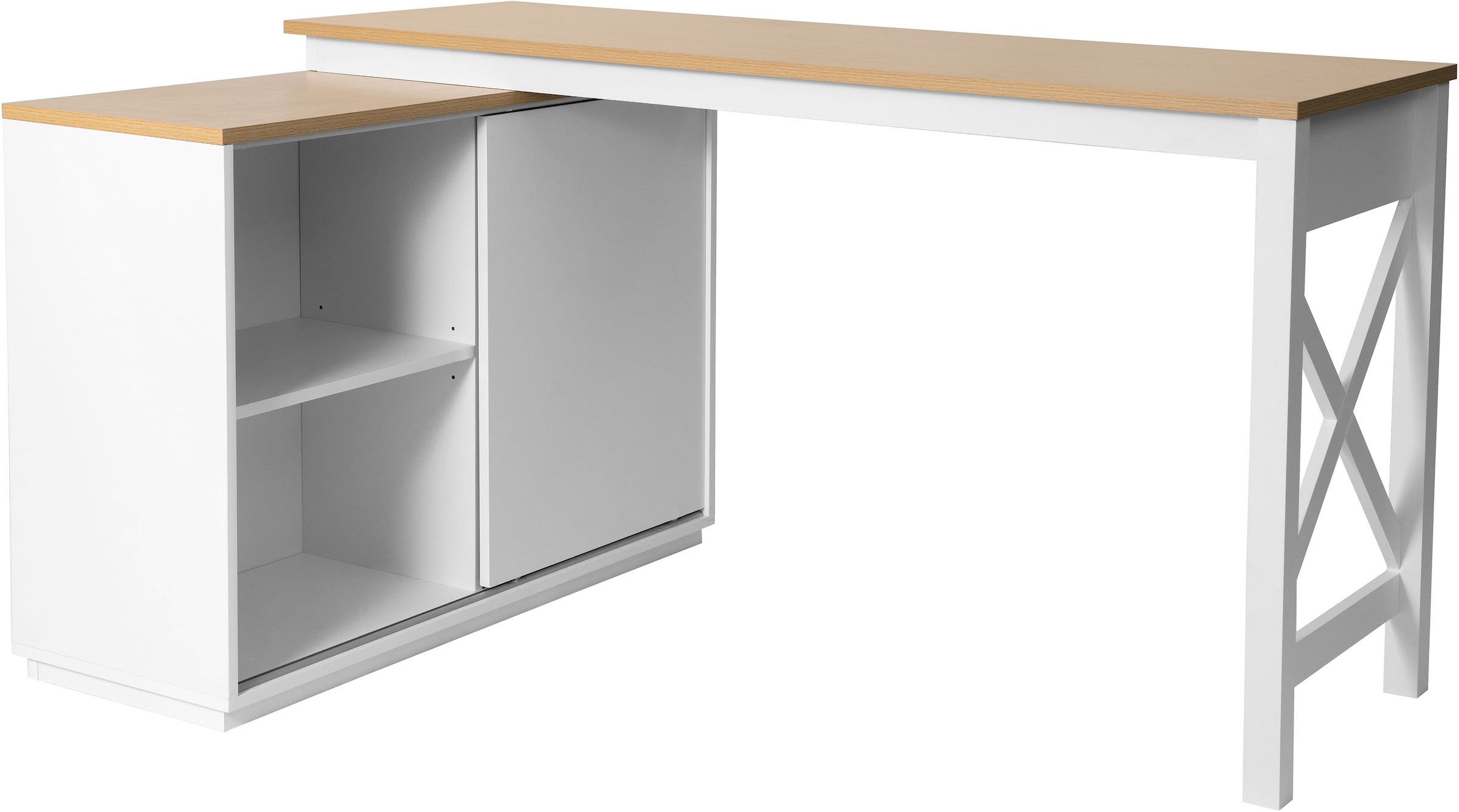 GOODproduct Eckschreibtisch »SILBA« viel Stauraum, mit Schiebetür, Breite: 100 cm