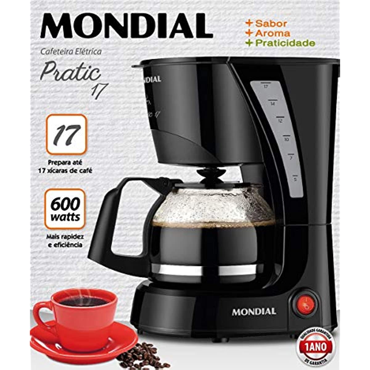Cafeteira El&eacute;trica Mondial Pratic 17 NC-25 CAFETEIRA-127V-PRETO