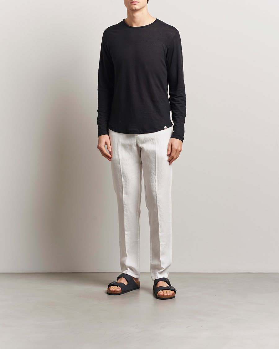 Orlebar Brown Long Sleeve Linen T-Shirt Black